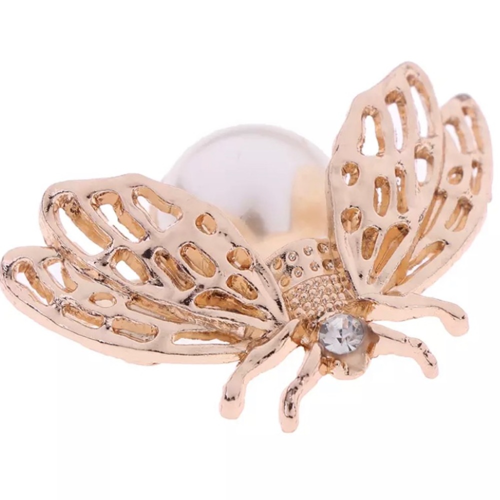 HOST PICK|2pcs | Look Elegant & Turn Heads |Golden Bee Faux Pearl Shoe Accents